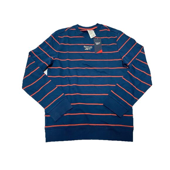 Reebok Sweatshirt Men's Navy/Orange Size Small Pullover Long Sleeve Crew Neck - Picture 1 of 8